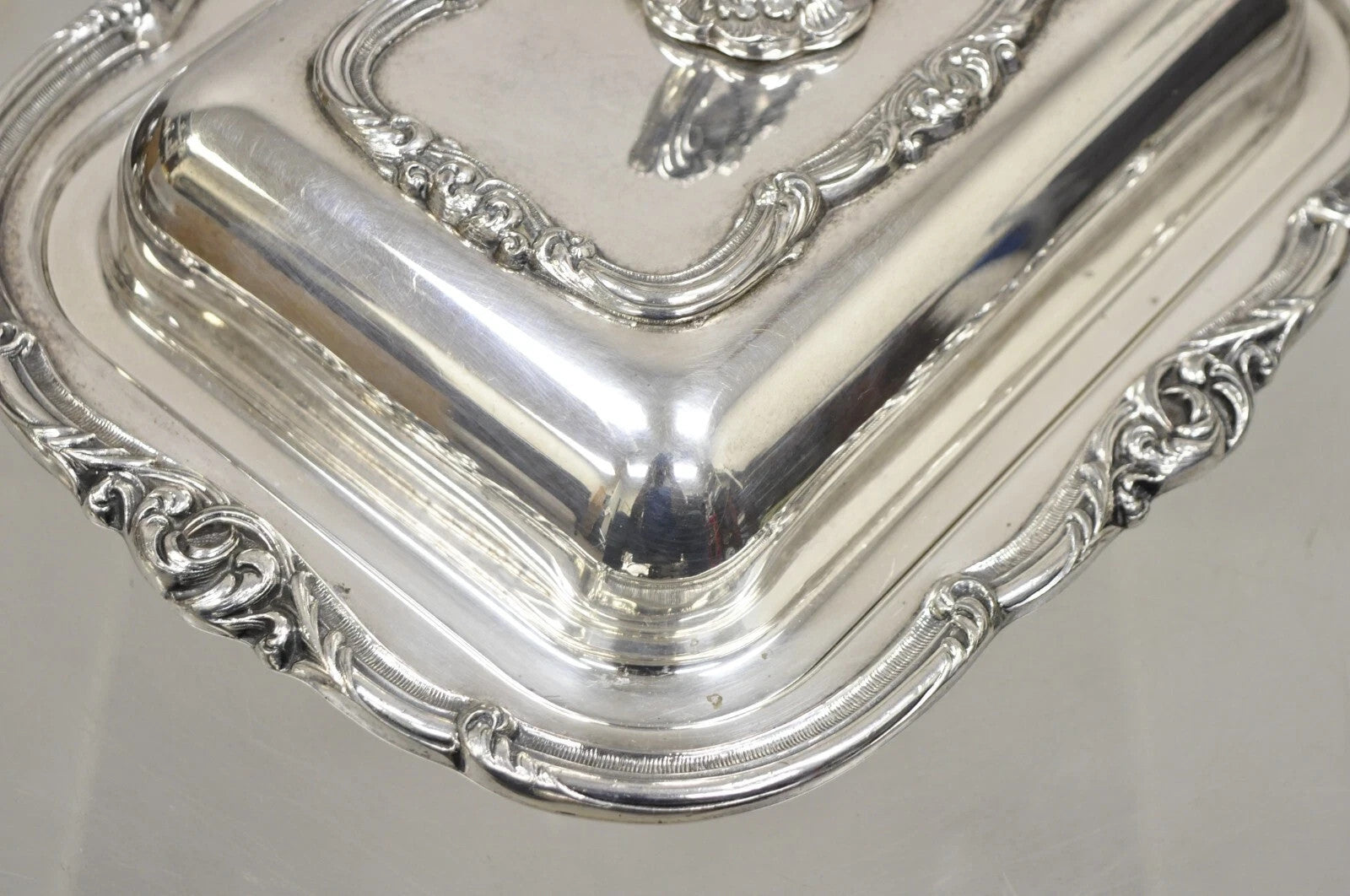 Vintage Gorham Black Starr Silver Plated Lidded Vegetable Serving Platter Dish