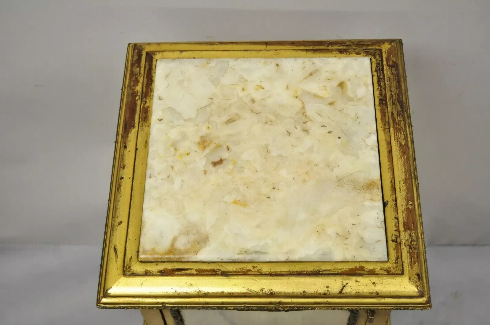 Antique French Empire Gold Gilt Cherub Vitrine Curio Cabinet w/ Onyx Pedestal