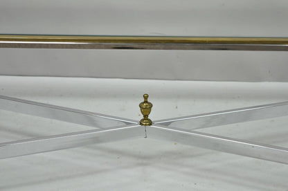 Italian Neoclassical Maison Jansen Style Steel & Brass Rectangular Coffee Table