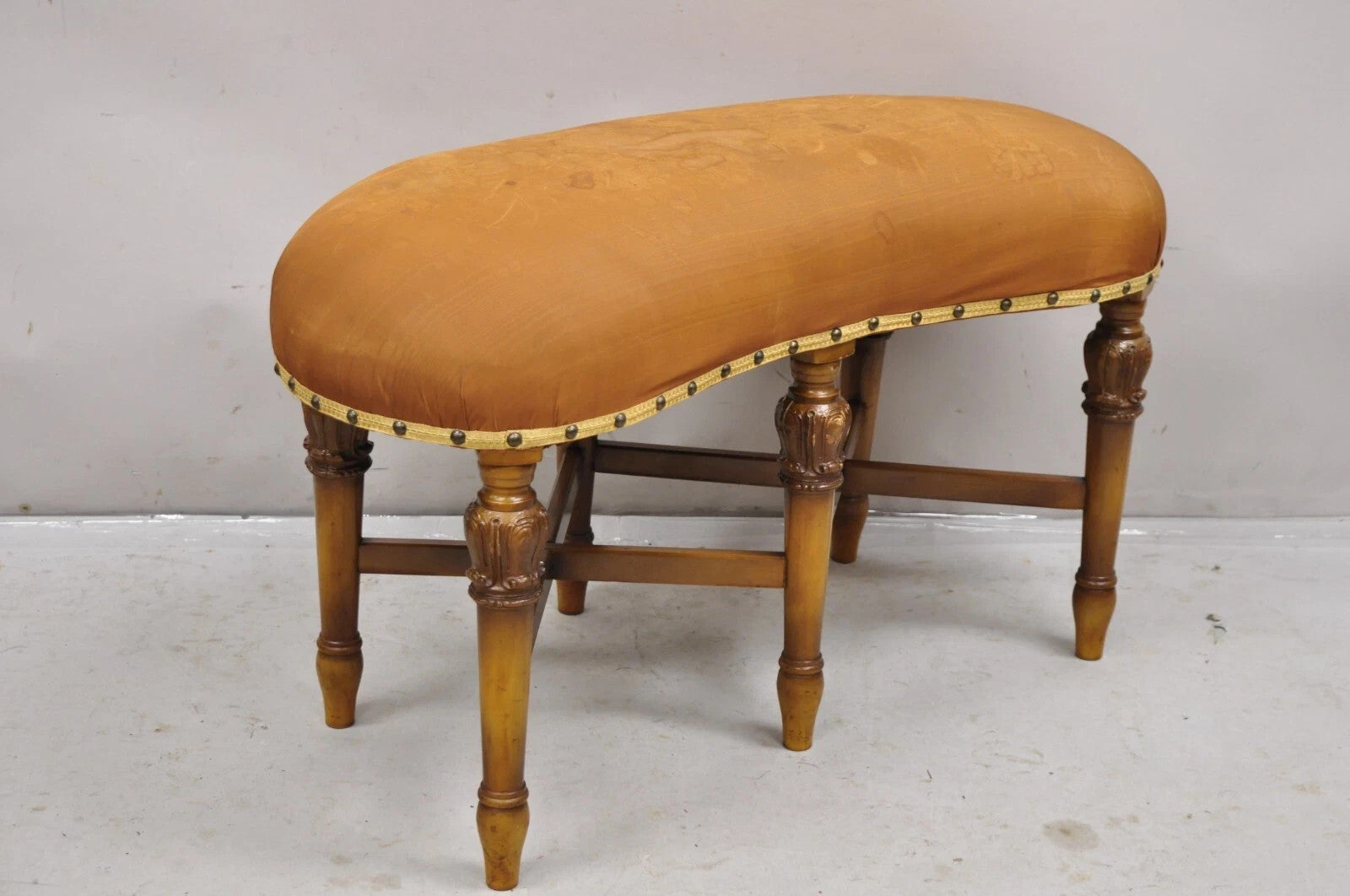 Antique Joerns Bros French Provincial Kidney Bean 6 Leg Vanity Bench Stool