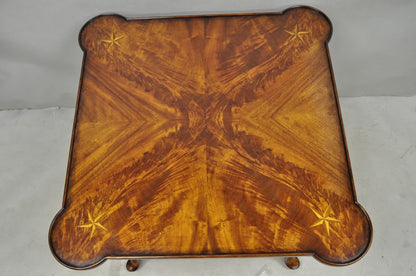Contemporary Italian Regency Style Star Inlay Cabriole Leg Burl Wood Game Table