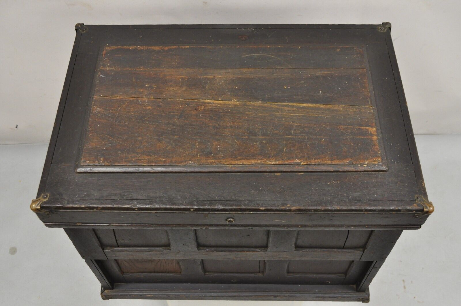 Antique Mission Arts & Crafts Oak Wood Carpenters Tool Chest Cabinet w/ Drawers