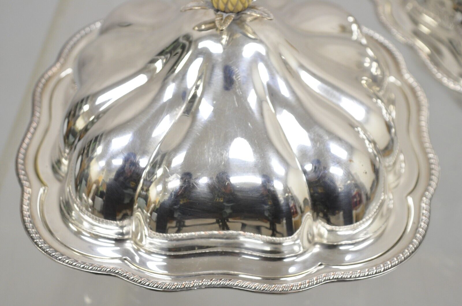 Vintage English Regency Silver Plated Scalloped Covered Dish - a Pair