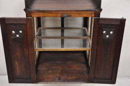 Antique Wood & Glass Counter Top Display County Store Pie Safe Retail Cabinet