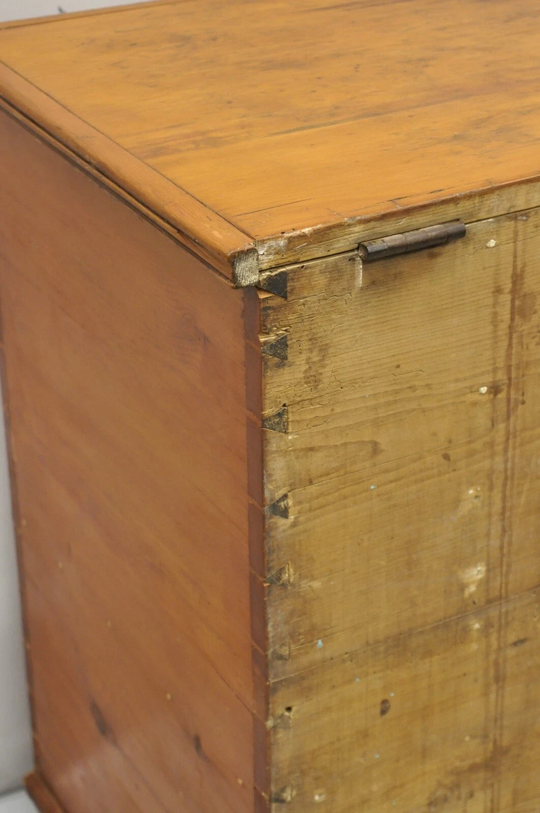 19th C. French Country Primitive Pine Wood 2 Tier Dovetailed Farmhouse Dough Box