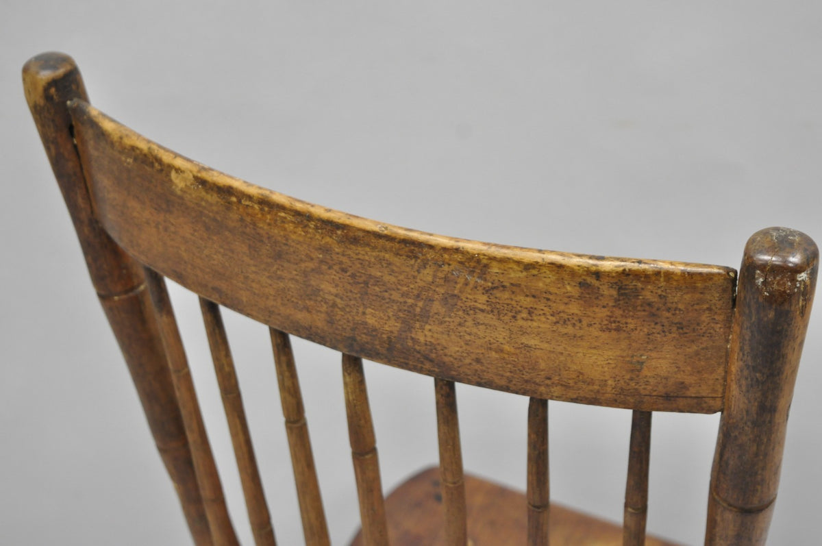 Antique Primitive Rustic French Farmhouse Wooden Faux Bamboo Side Chair