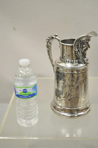 Antique James W. Tufts Renaissance "Bacchus" Silver Plated Water Wine Pitcher