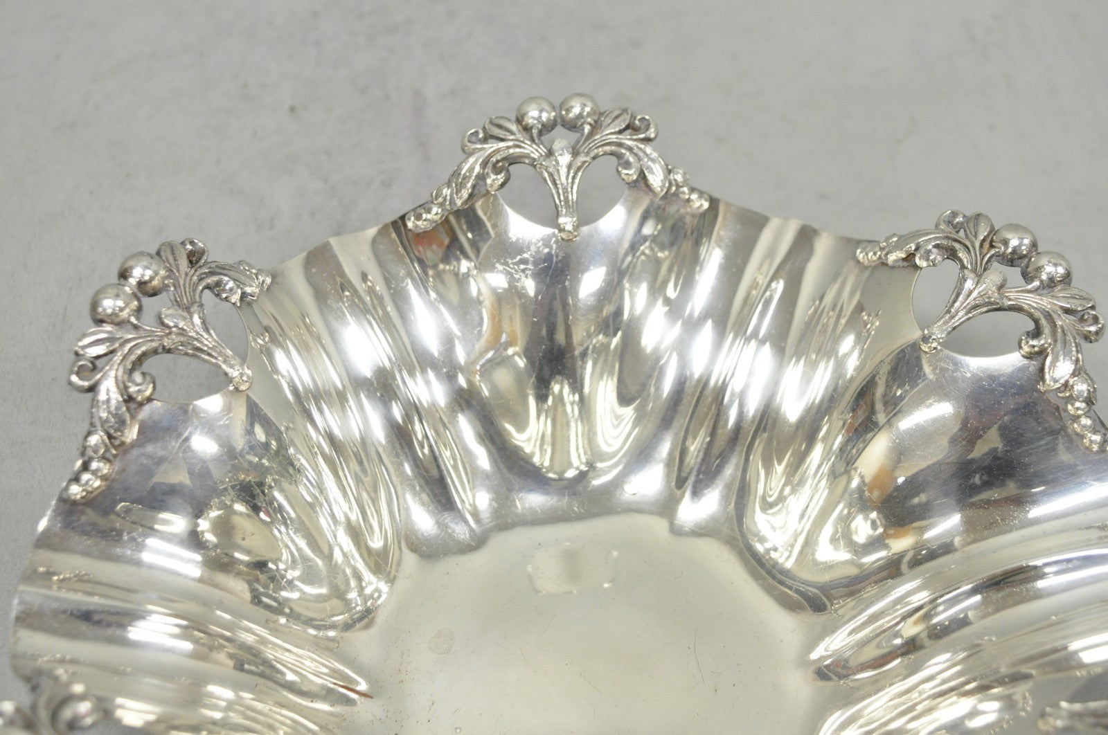 Vintage Victorian Silver Plated Scalloped Candy Dish Fruit Bowl Berry Design