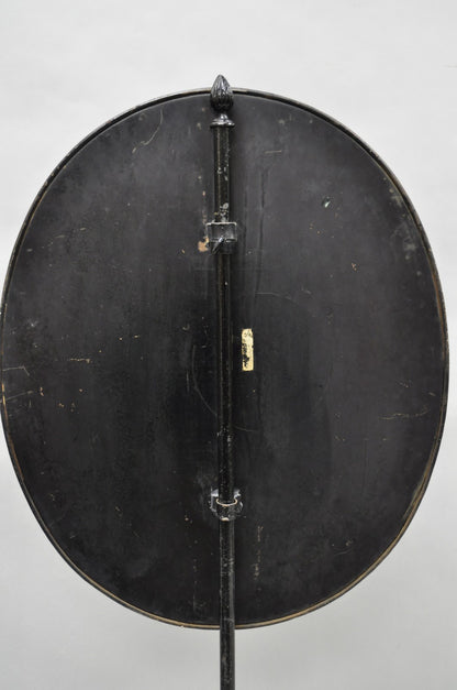 Antique French Victorian Tole Metal Hand Painted Floral Adjustable Firescreen