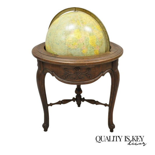 Replogle Globes French Country Provincial Style Revolving Floor Globe Oak Stand