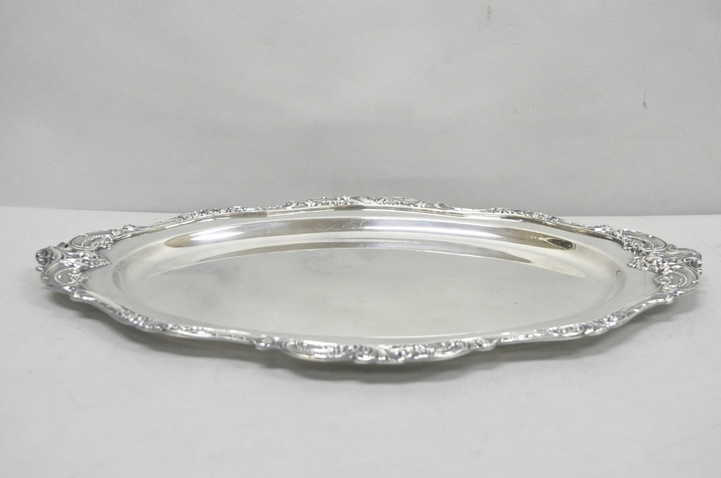 Vintage Baroque by Wallace 258 Victorian Silver Plated Oval Serving Platter Tray