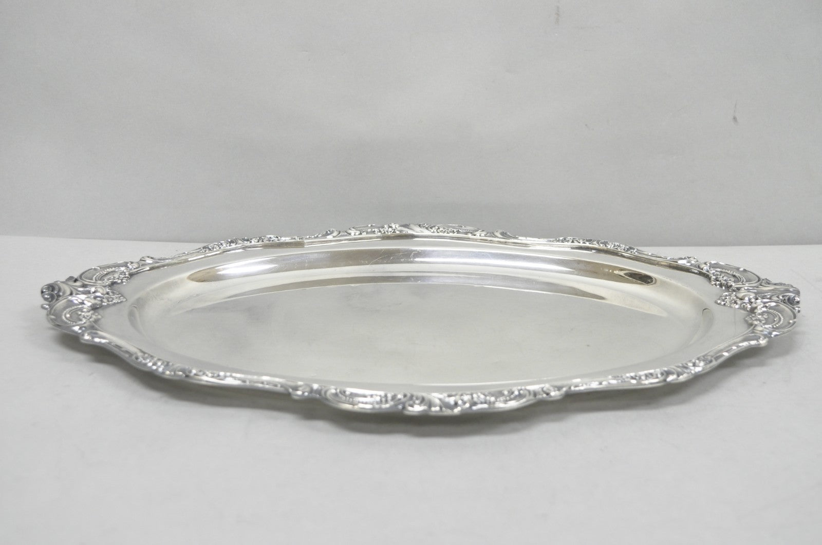Vintage Baroque by Wallace 258 Victorian Silver Plated Oval Serving Platter Tray