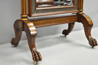 Maitland Smith French Empire Style Mahogany Paw Foot Tall Dressing Cheval Mirror