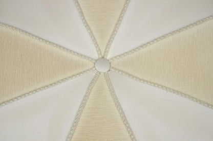 Decorator Modern Beige Upholstered Button Tufted Skirted 35" Round Ottoman