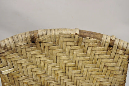 Adirondack Old Hickory Style Tree Branch Wood Frame Rattan Lounge Chairs a Pair