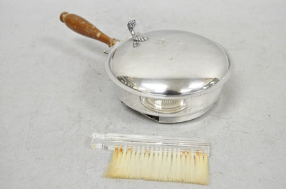 Vintage Sheffield Co Silver Plated Hinged Lid "Horse" Silent Butler w/ Broom