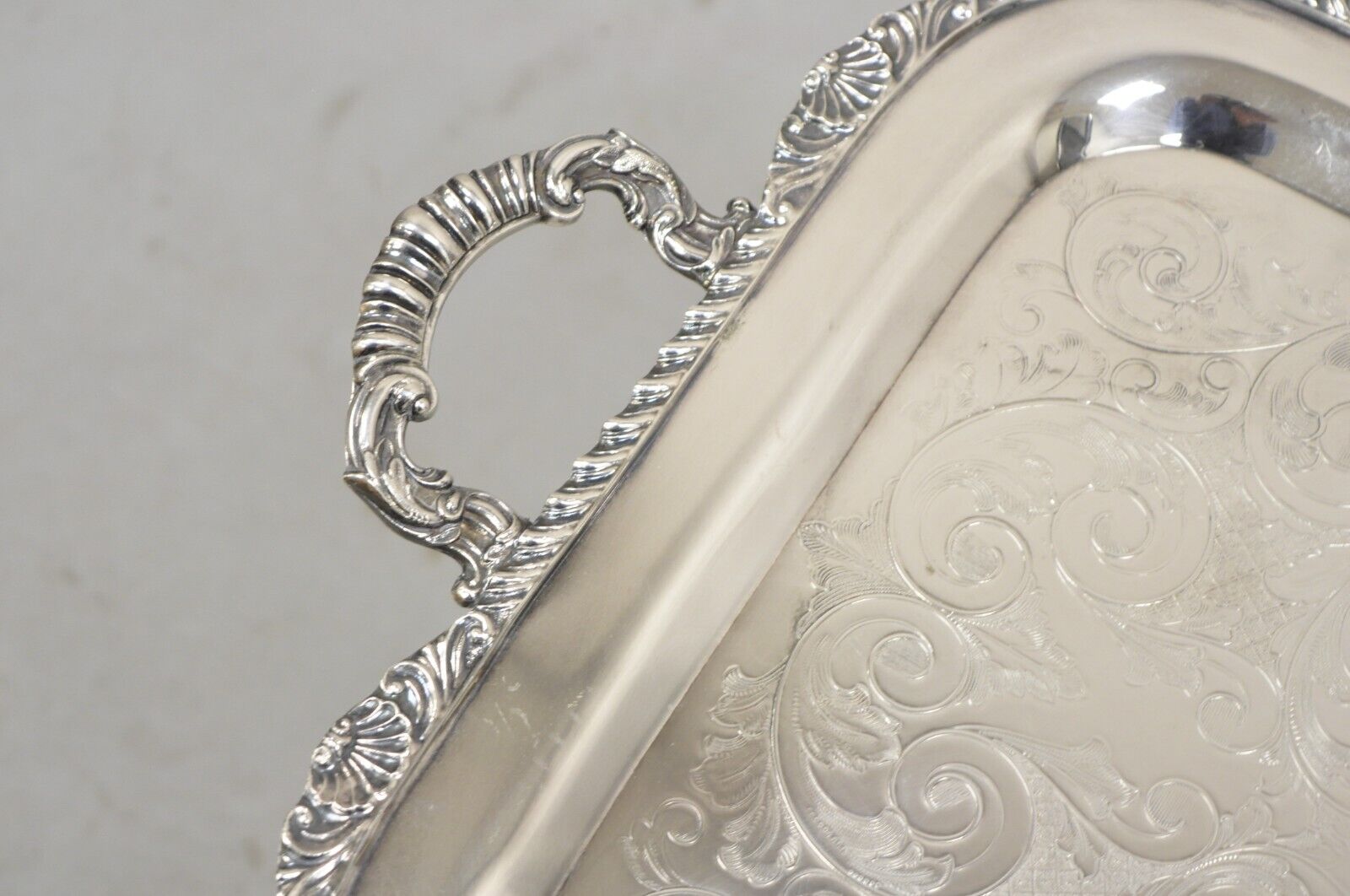 Vintage Marlboro Victorian Style Silver Plated Butlers Serving Platter Tray