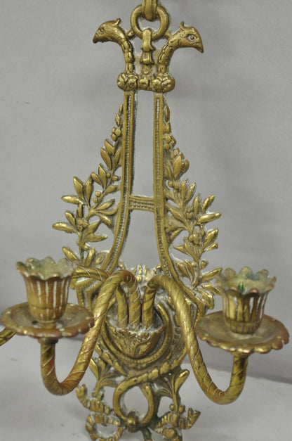 Antique French Louis XV Style Figural Bronze Candelabra Wall Sconces - a Pair