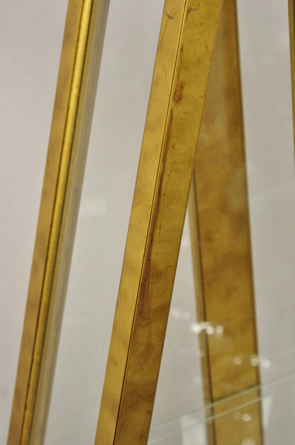 Vintage Hollywood Regency Gold Gilt Diamond Shaped Etagere Curio Display Cabinet