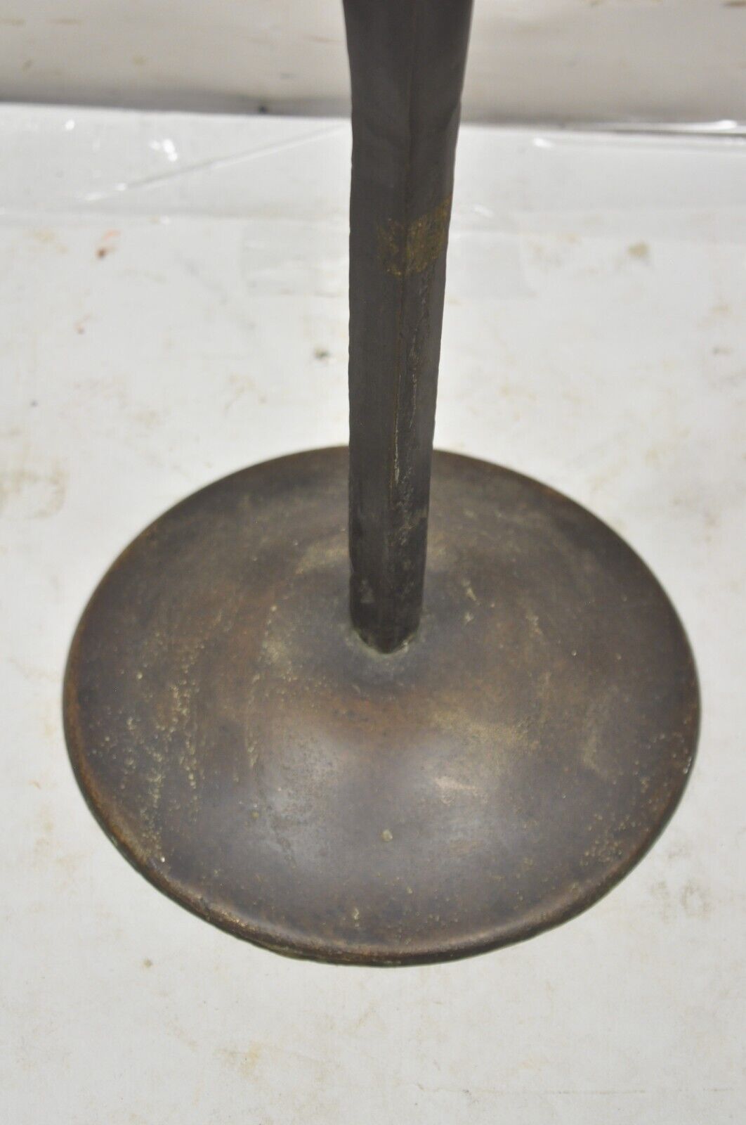 Cast Bronze Brutalist Modern 29.5" Tall Floor Candlestick Holder Stand