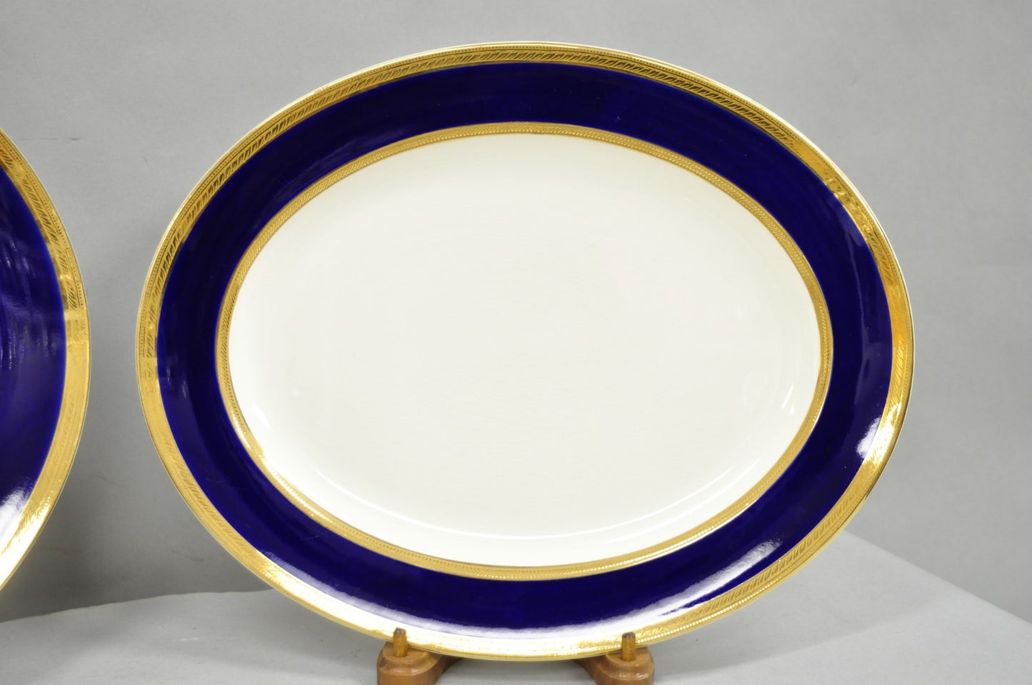 Antique Crown Ducal England Colfax English Regency Cobalt Blue & Gold 41 Pcs