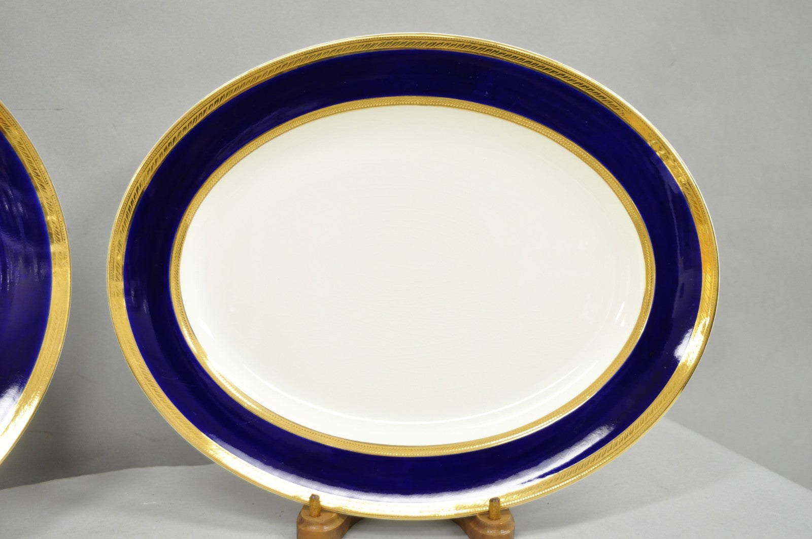 Antique Crown Ducal England Colfax English Regency Cobalt Blue & Gold 41 Pcs