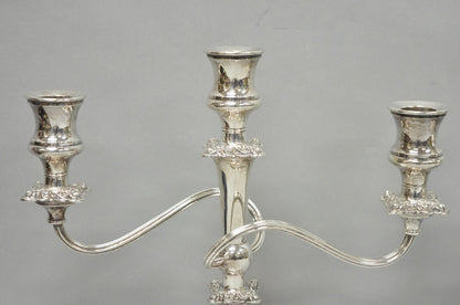 Antique E.G. Webster Victorian Silver Plated Scrolling 3 Arm Candelabra - a Pair