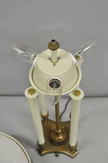 Vintage French Empire Style Brass Candlestick Bouillotte Desk Table Lamp