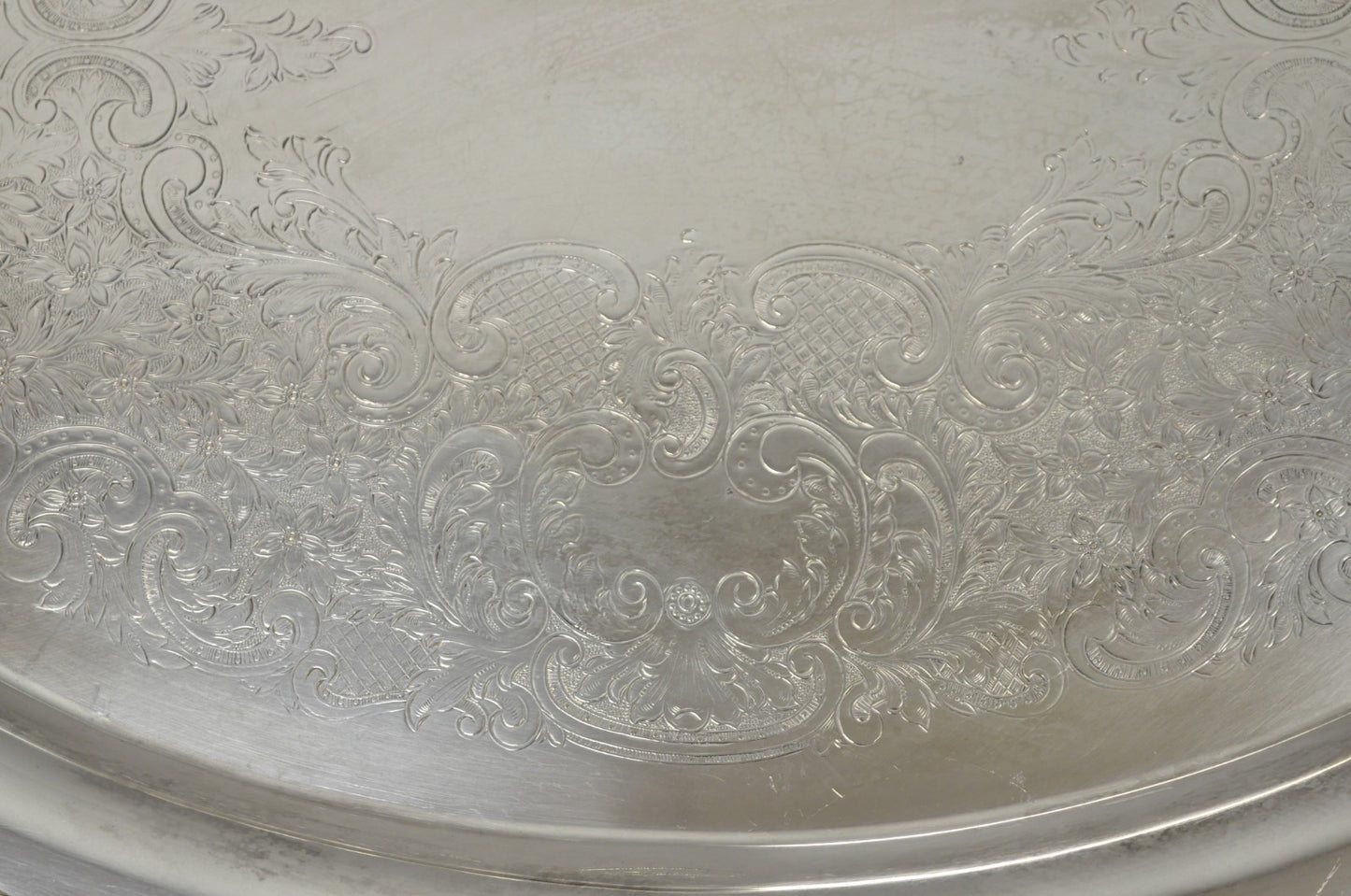Vintage Poole 400 Lancaster Rose Oval Silver Plated Bar Serving Platter Tray