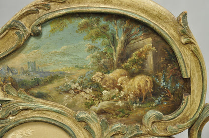 Antique French Louis XV Hand Painted Petite 3 Panel Folding Dressing Screen