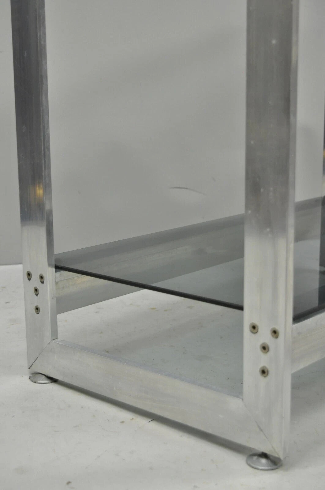 Vintage Mid Century Modern Brushed Aluminum Chrome Frame Etagere Bookcase Shelf