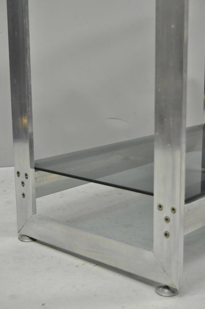 Vintage Mid Century Modern Brushed Aluminum Chrome Frame Etagere Bookcase Shelf