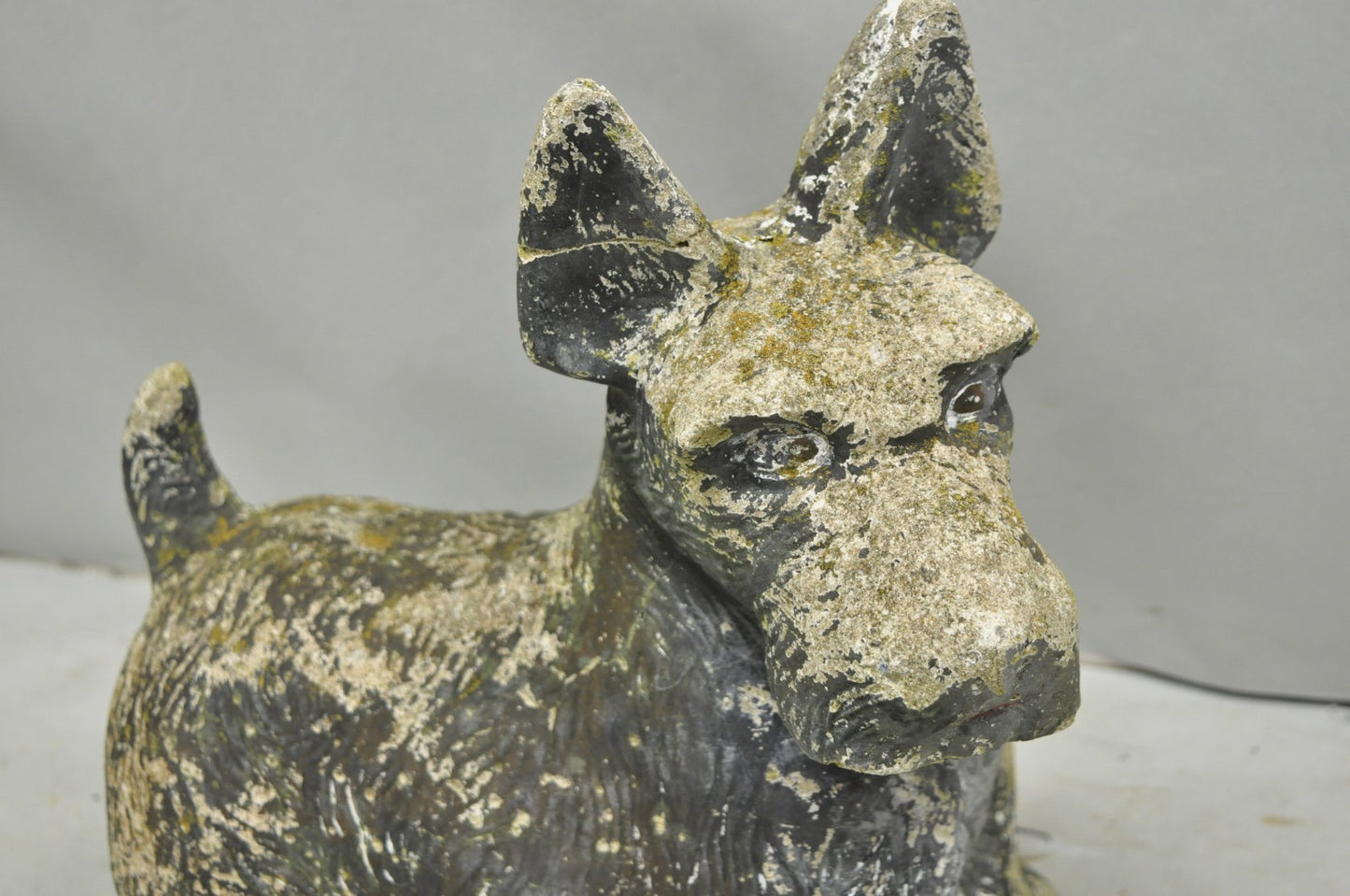 Vintage Scottish Terrier Scotty Dog 12" Small Cast Stone Concrete Garden Figure