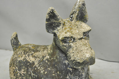 Vintage Scottish Terrier Scotty Dog 12" Small Cast Stone Concrete Garden Figure