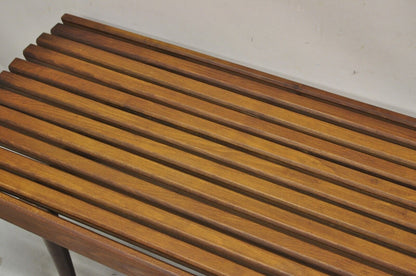 Vintage Mid Century Modern 72" Long Wood Slat Bench 6' Coffee Table