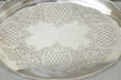 Vintage Israel Freeman and Son English Edwardian Oval Silver Plated Platter Tray