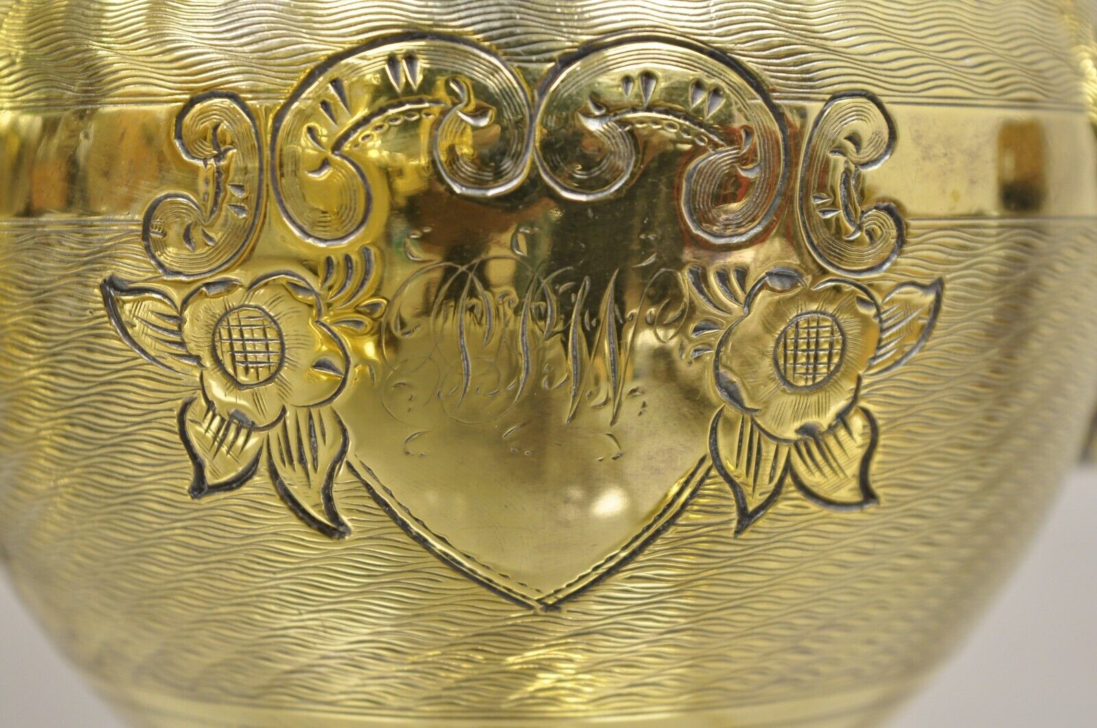 Meriden Victorian Gold Plated Ornate Tea Set w/ "PPW" Monogram - 5 Pc Set