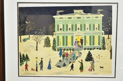Jane Currie Clark "Christmas Carolers" Signed Art Serigraph Print Picture