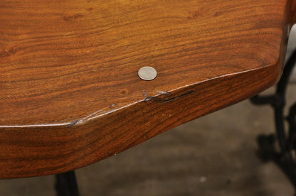 William Herrick Cast Iron Sewing Machine Base Live Edge Walnut Top Console Table