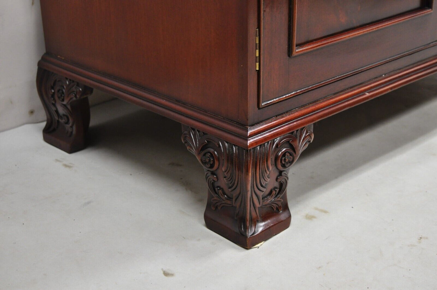 Georgian Chippendale Style Carved Mahogany One Drawer Server Cabinet Buffet