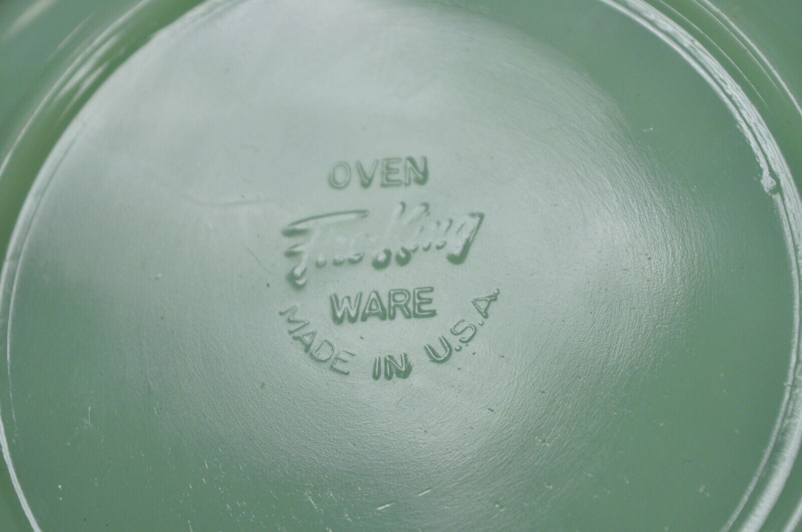 Vtg Fire King Oven Ware Green Jadeite Ribbed Jane Ray 8.25" Serving Bowl - 2 Pcs