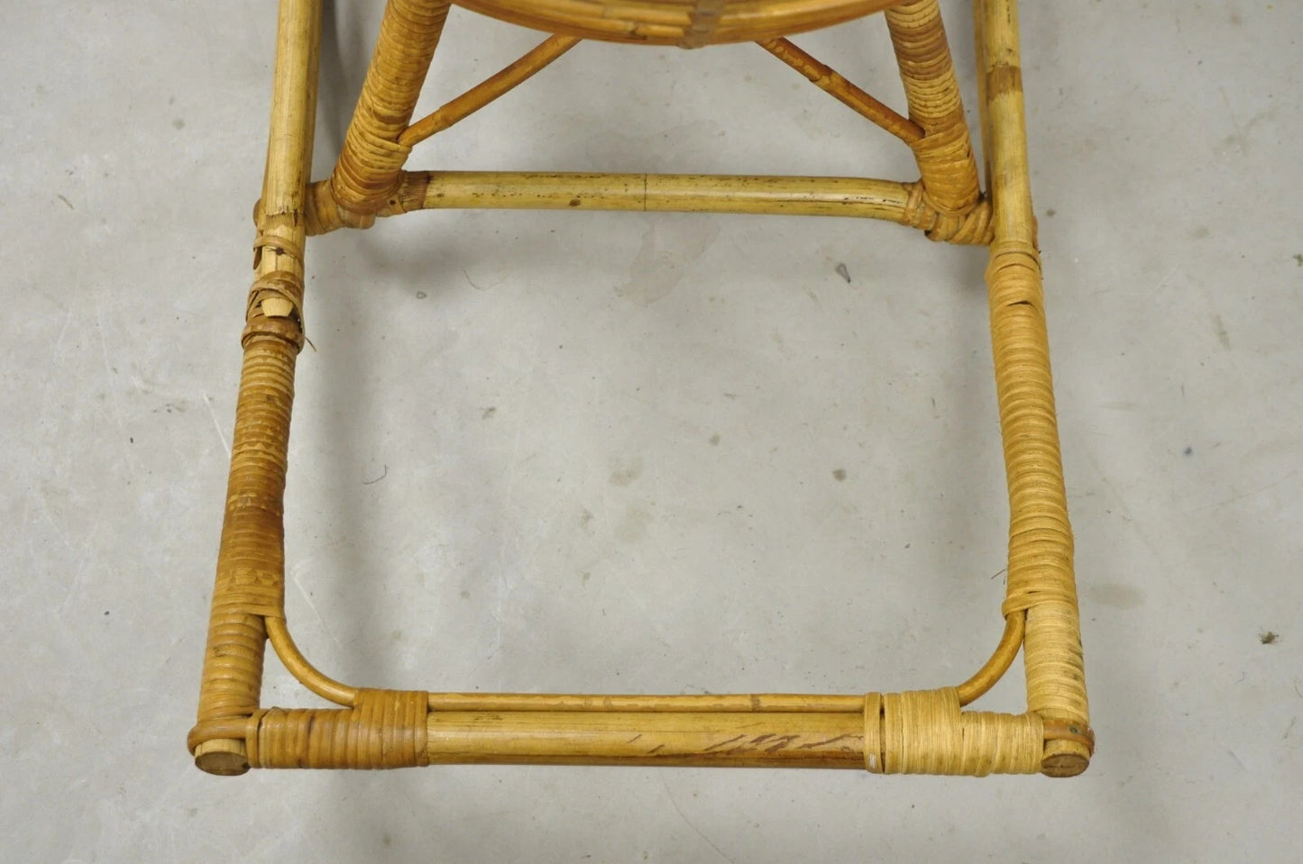 Mid Century Modern Wicker Rattan Figural Duck Rocker Bassinet Basket Crib