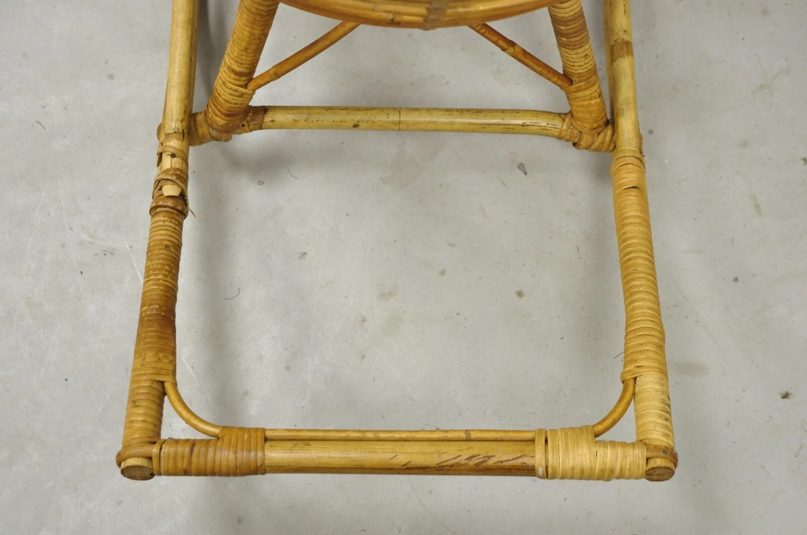 Mid Century Modern Wicker Rattan Figural Duck Rocker Bassinet Basket Crib
