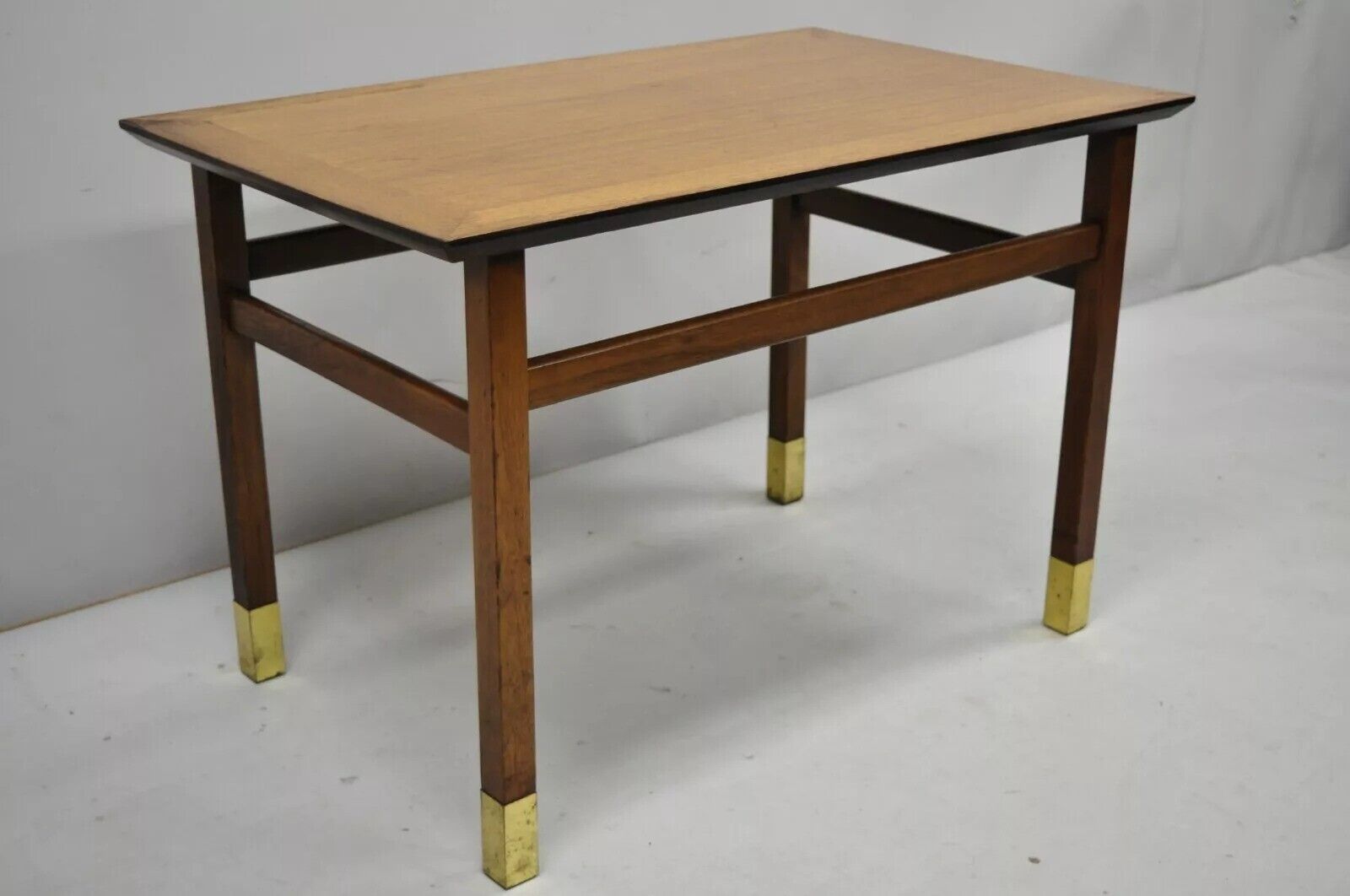 Mid Century Modern Walnut & Brass American of Martinsville End Tables - a Pair