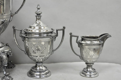 Antique Reed & Barton 1929 English Regency Silver Plated Samovar Tea Set 4 Pcs