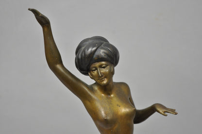 Vintage Reproduction French Art Deco Style Bronze Flapper Dancer Figure Statue