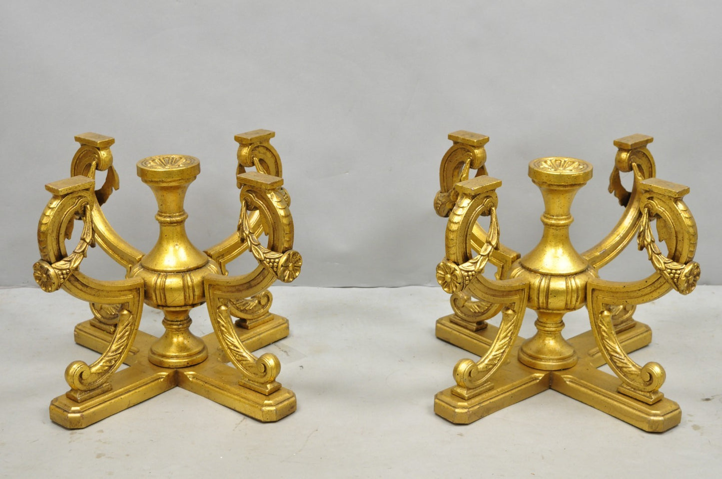 Vintage Italian Hollywood Regency Gold Gilt Metal Double Pedestal Coffee Table