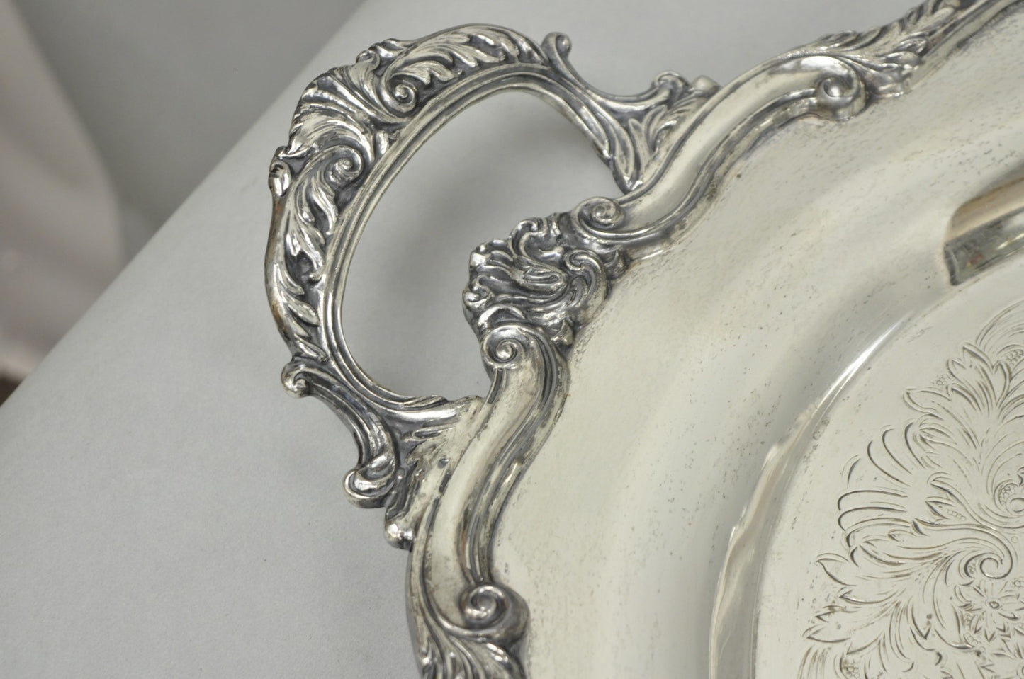 Vintage English Sheridan Silver Plated Large Oval Serving Platter Bar Tray