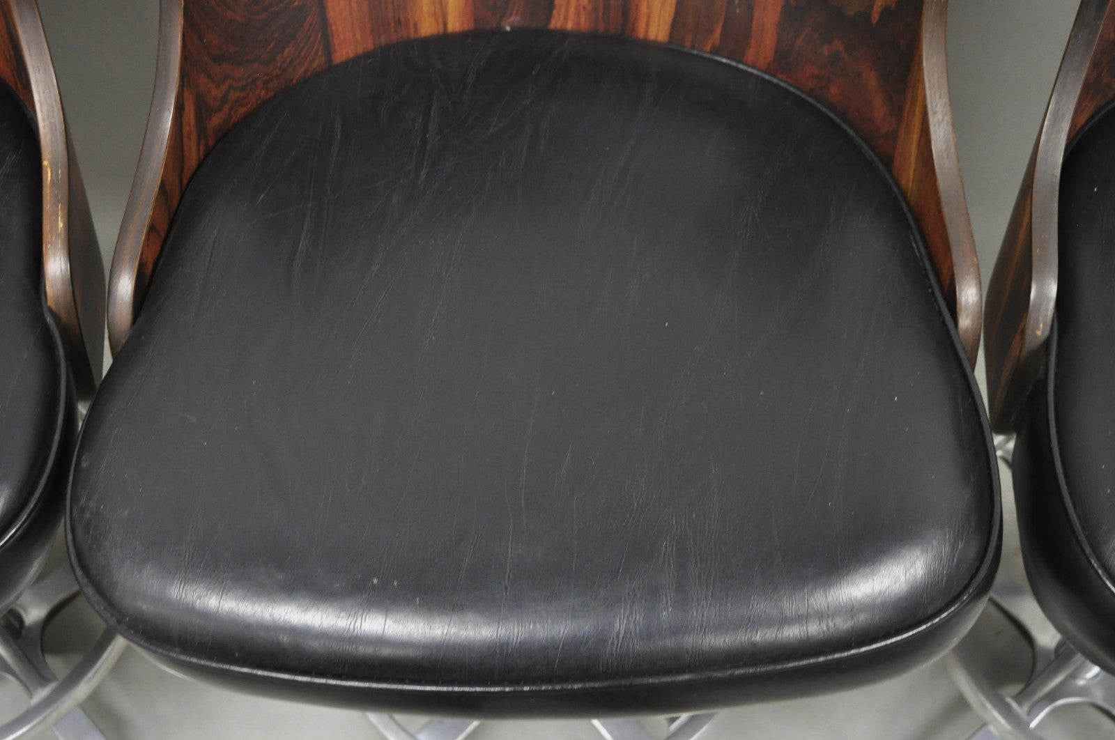 Vintage Daystrom Mid Century Modern Faux Rosewood Laminate Barstools - Set of 4