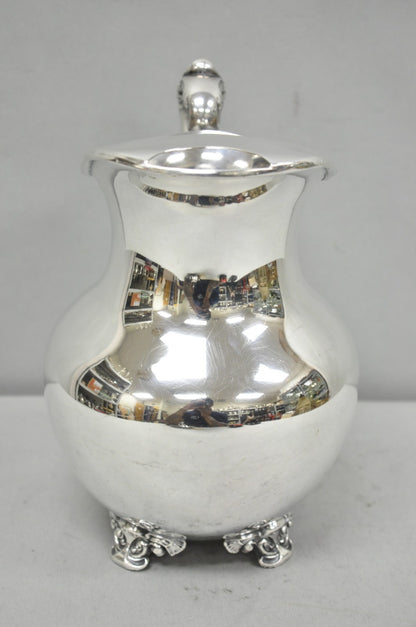 Vintage Poole Victorian Silver Plated Bulbous Footed Water Pitcher w/ Ice Lip